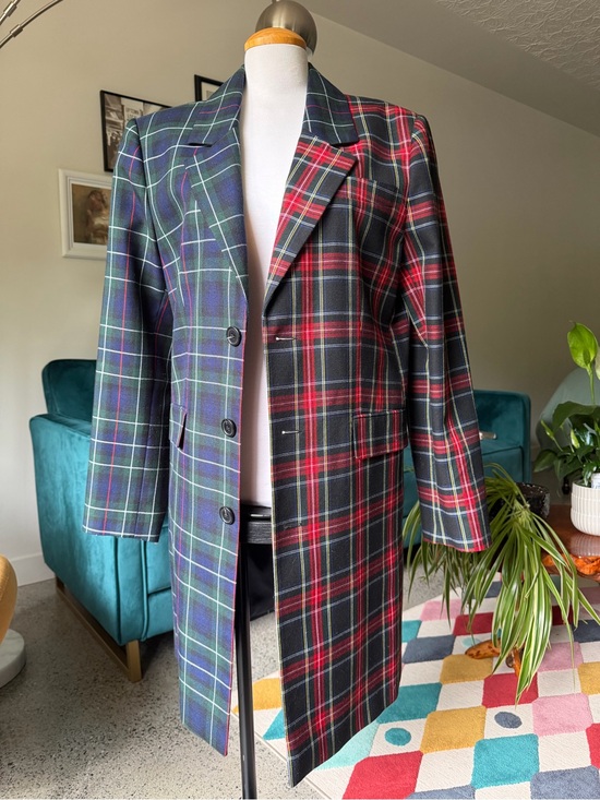 ASOS Other - ASOS Two-Tone Plaid Long Blazer Coat in Red & Green
